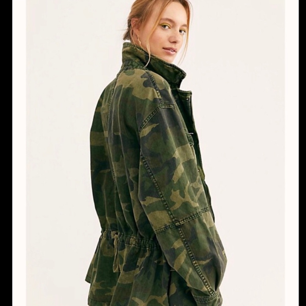 Free People Green Camo Utility Jacket